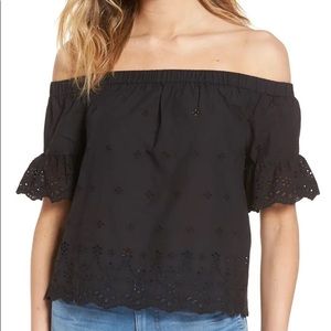 Madewell Off the Shoulder Eyelet Top